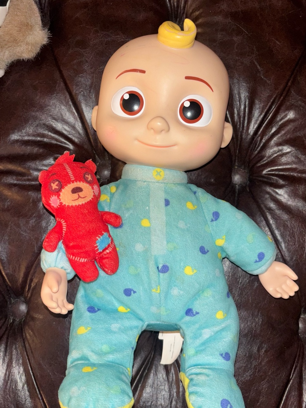 Cocomelon Musical Bedtime JJ Doll with Red Teddy Bear 12.5" Plush Toy